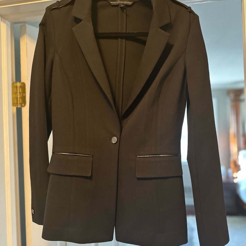 White House Black Market Black Tailored Blazer with Notched Lapels